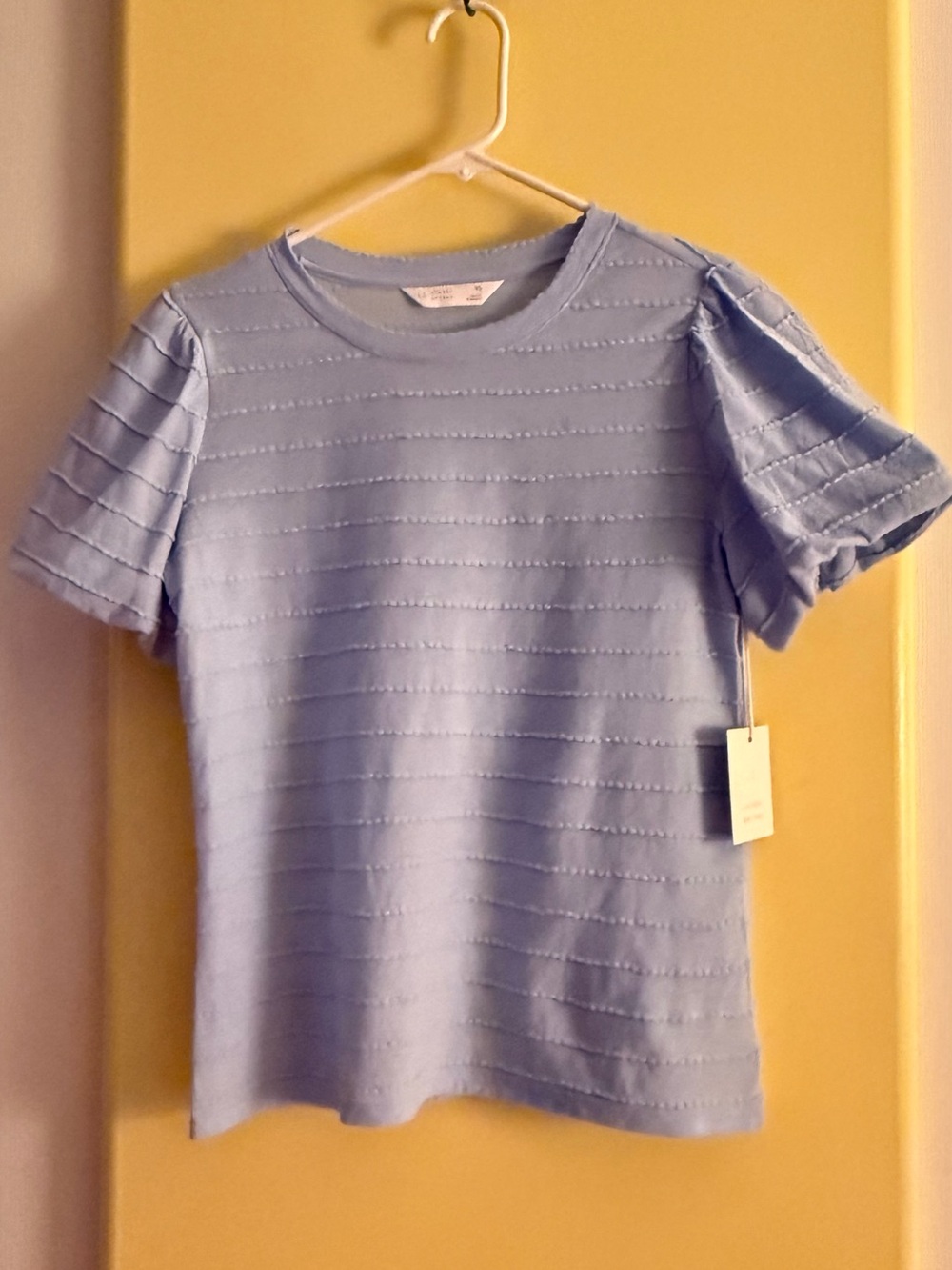 Brand new- LC Lauren Conrad Light Blue Textured Puff Sleeve Tee